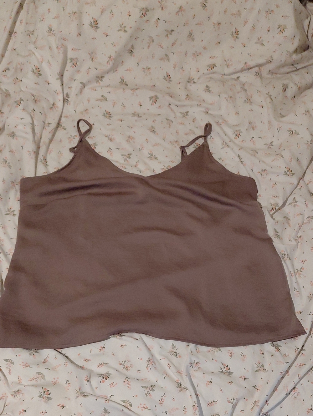 a new day Satin V-Neck Cami in Taupe Mauve